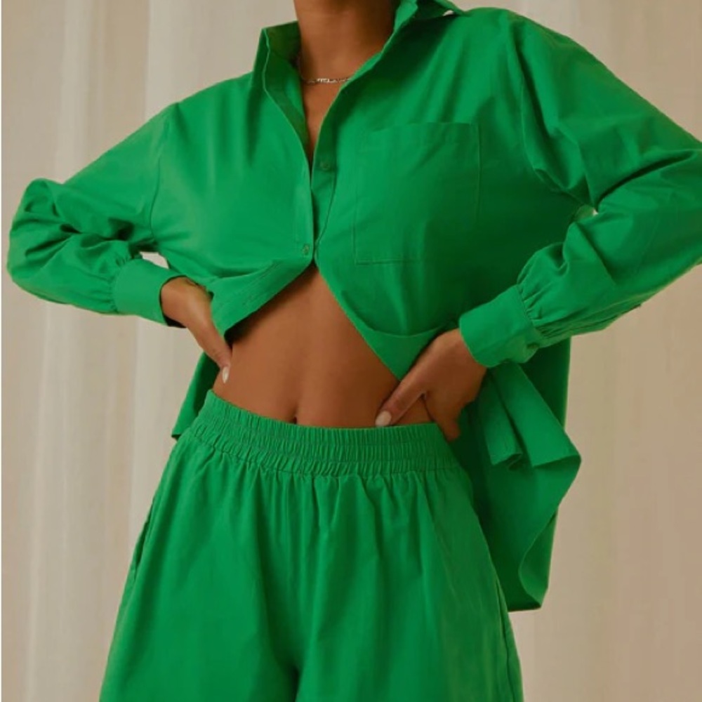 2pc Kelly green Shirt and shorts set